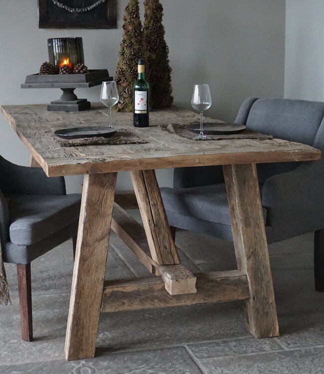 Rene Houtman Oud Eikenhouten Kloostertafel | H79xB220xD100