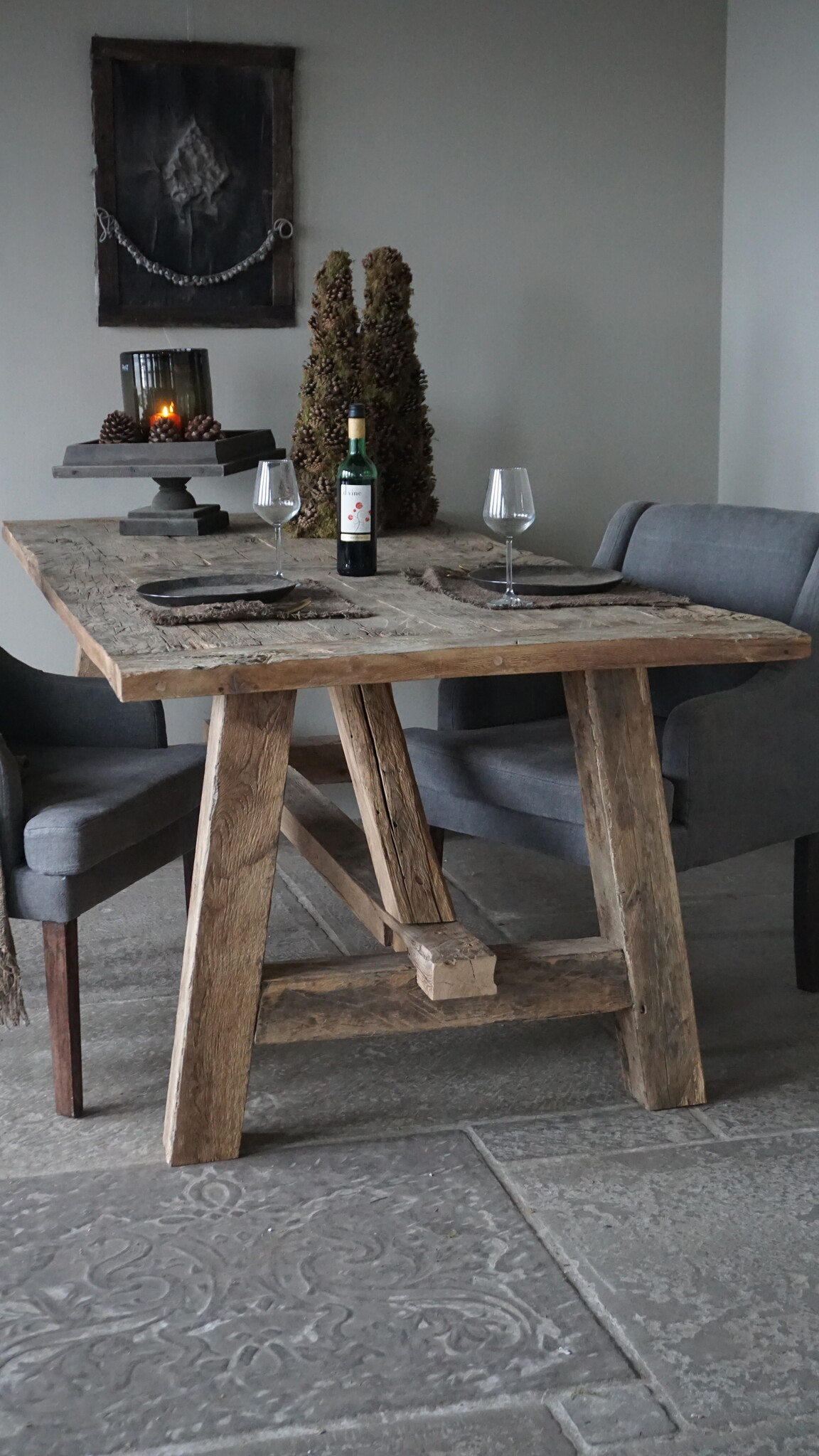 Rene Houtman Oud Eikenhouten Kloostertafel | H79xB220xD100