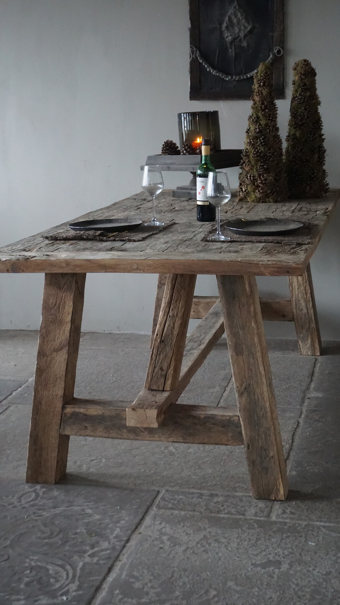 Rene Houtman Oud Eikenhouten Kloostertafel | H79xB220xD100