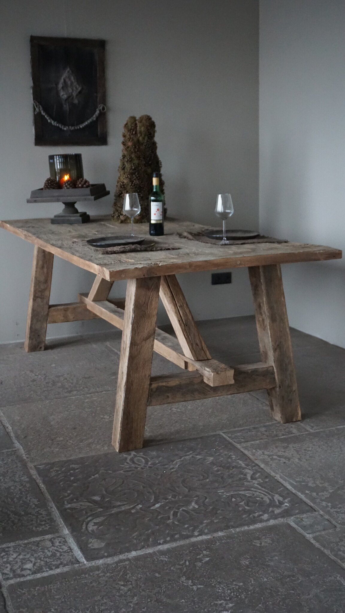 Rene Houtman Oud Eikenhouten Kloostertafel | H79xB220xD100