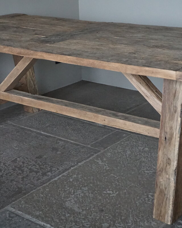 Rene Houtman Oud Eikenhouten Kloostertafel | H79xB220xD100