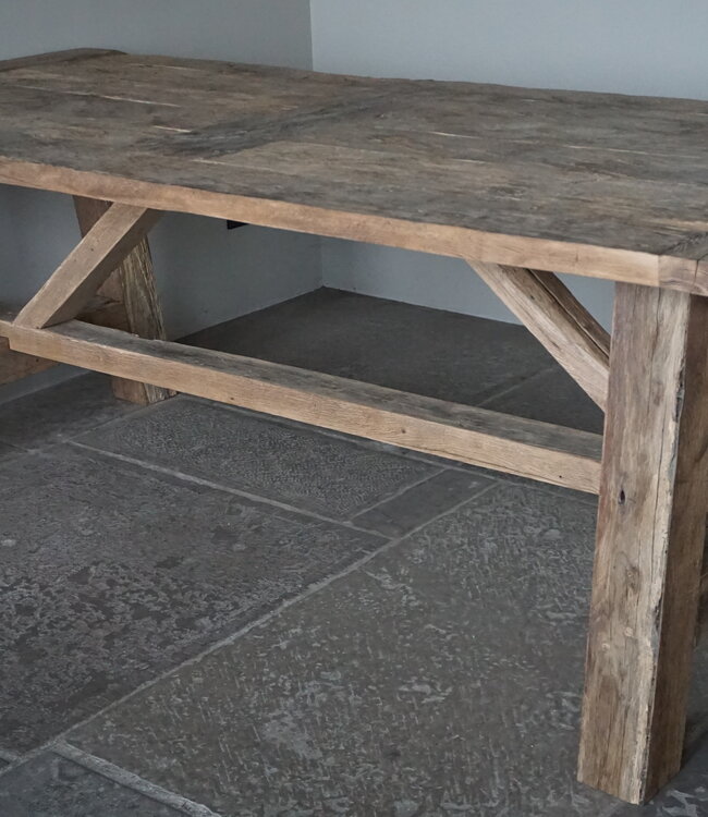 Rene Houtman Oud Eikenhouten Kloostertafel | H79xB220xD100