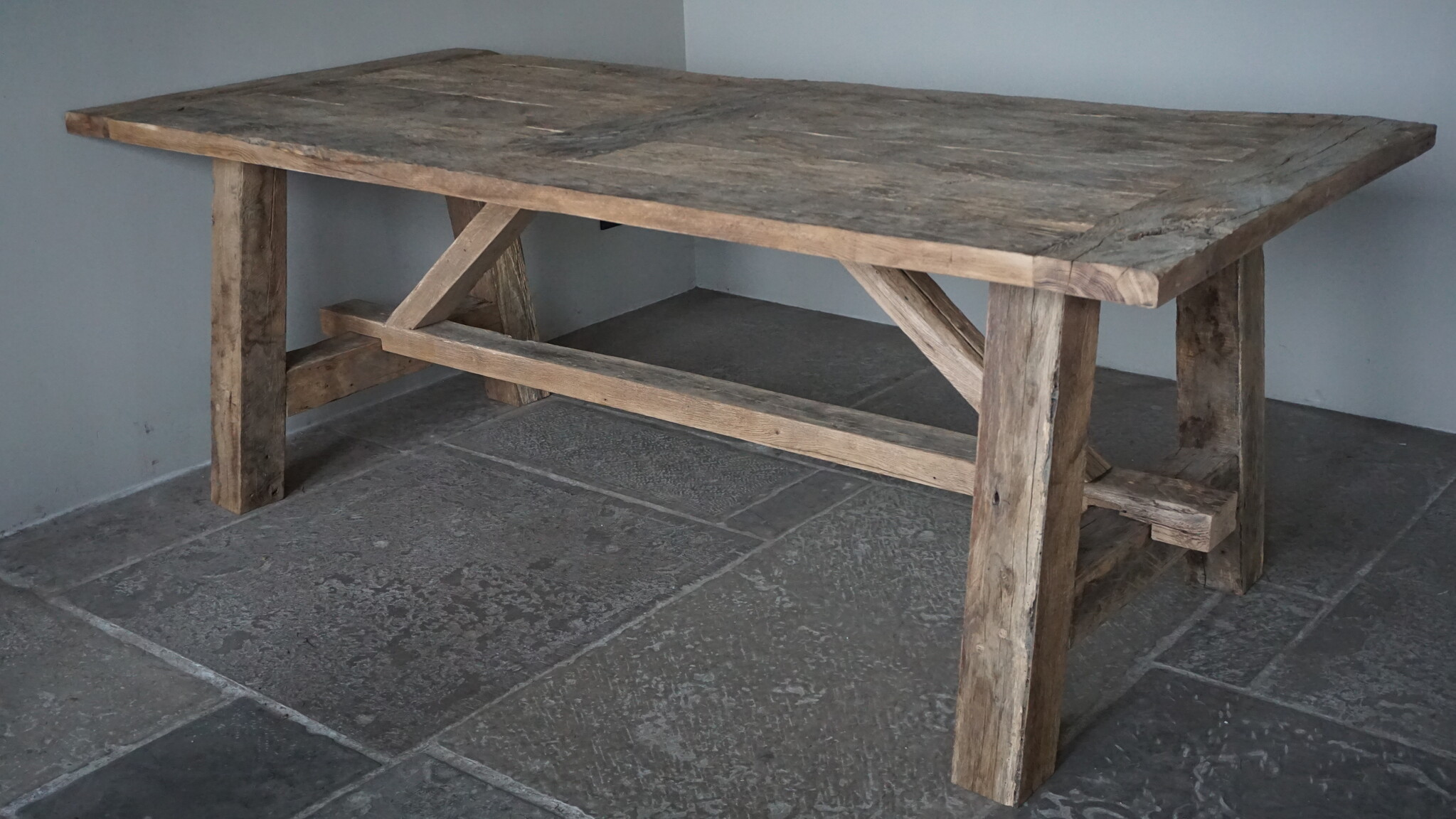 Rene Houtman Oud Eikenhouten Kloostertafel | H79xB220xD100