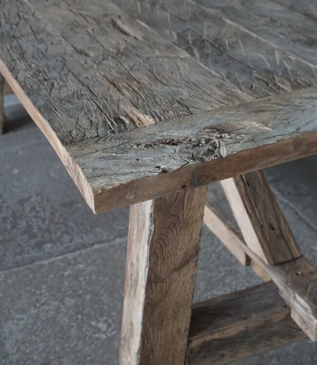 Rene Houtman Oud Eikenhouten Kloostertafel | H79xB220xD100