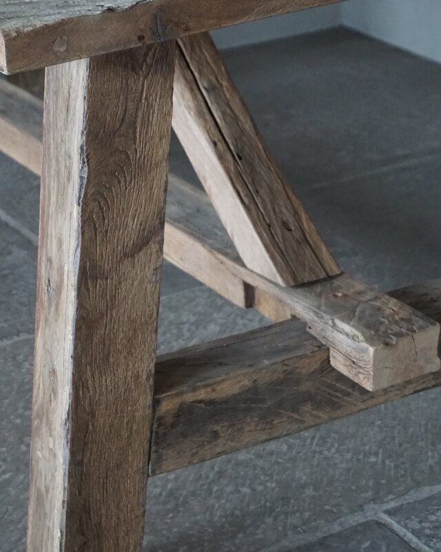 Rene Houtman Oud Eikenhouten Kloostertafel | H79xB220xD100