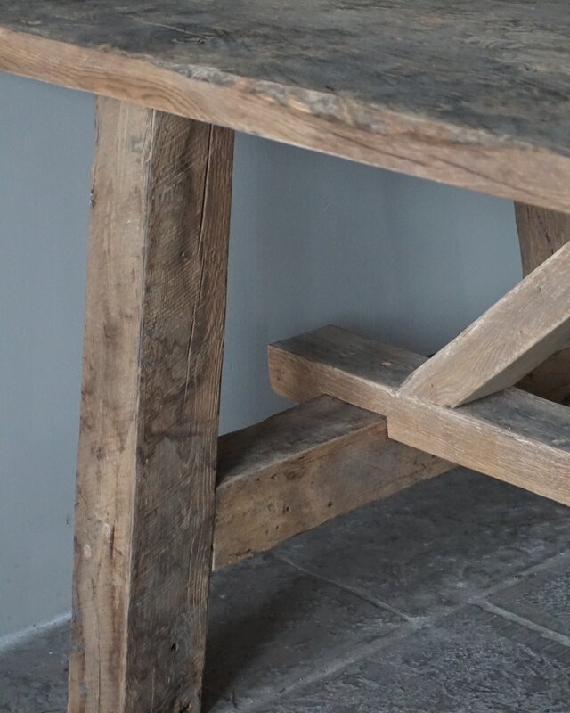 Rene Houtman Oud Eikenhouten Kloostertafel | H79xB220xD100