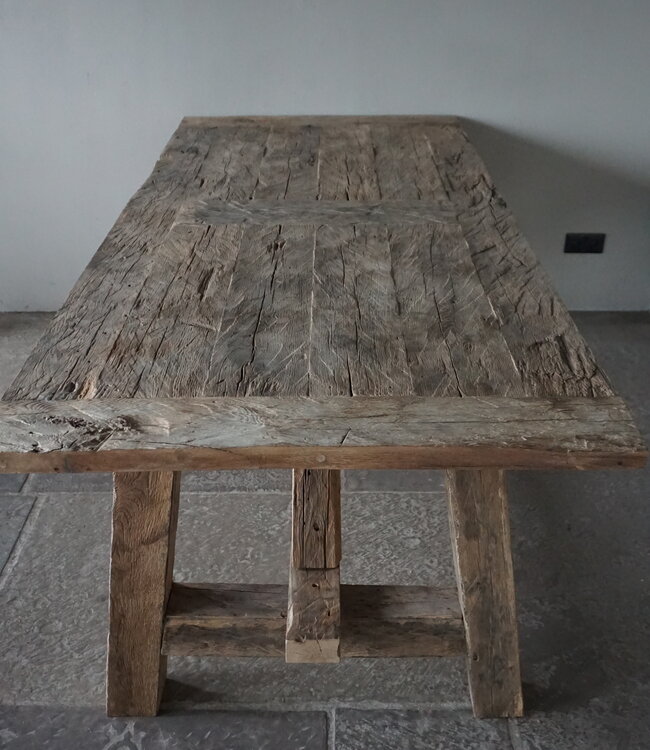 Rene Houtman Oud Eikenhouten Kloostertafel | H79xB220xD100