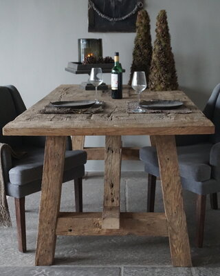 Rene Houtman Kloostertafel Oud Eikenhout | H79xB220xD100