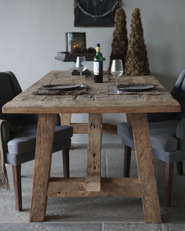 Rene Houtman Kloostertafel Oud Eikenhout | H79xB220xD100