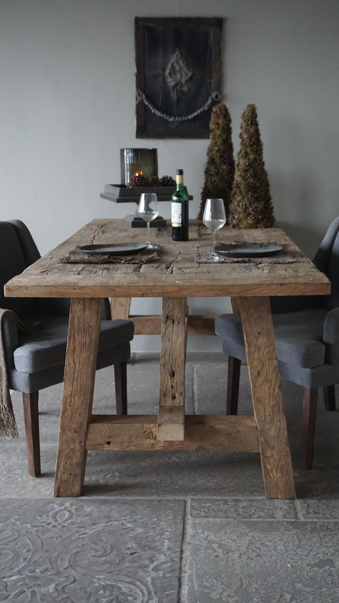 Rene Houtman Kloostertafel Oud Eikenhout | H79xB220xD100