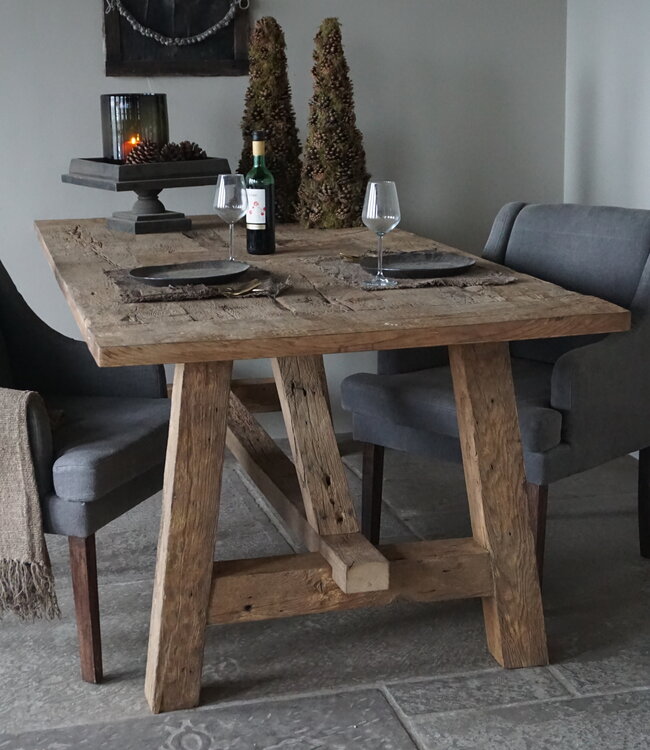 Rene Houtman Kloostertafel Oud Eikenhout | H79xB220xD100