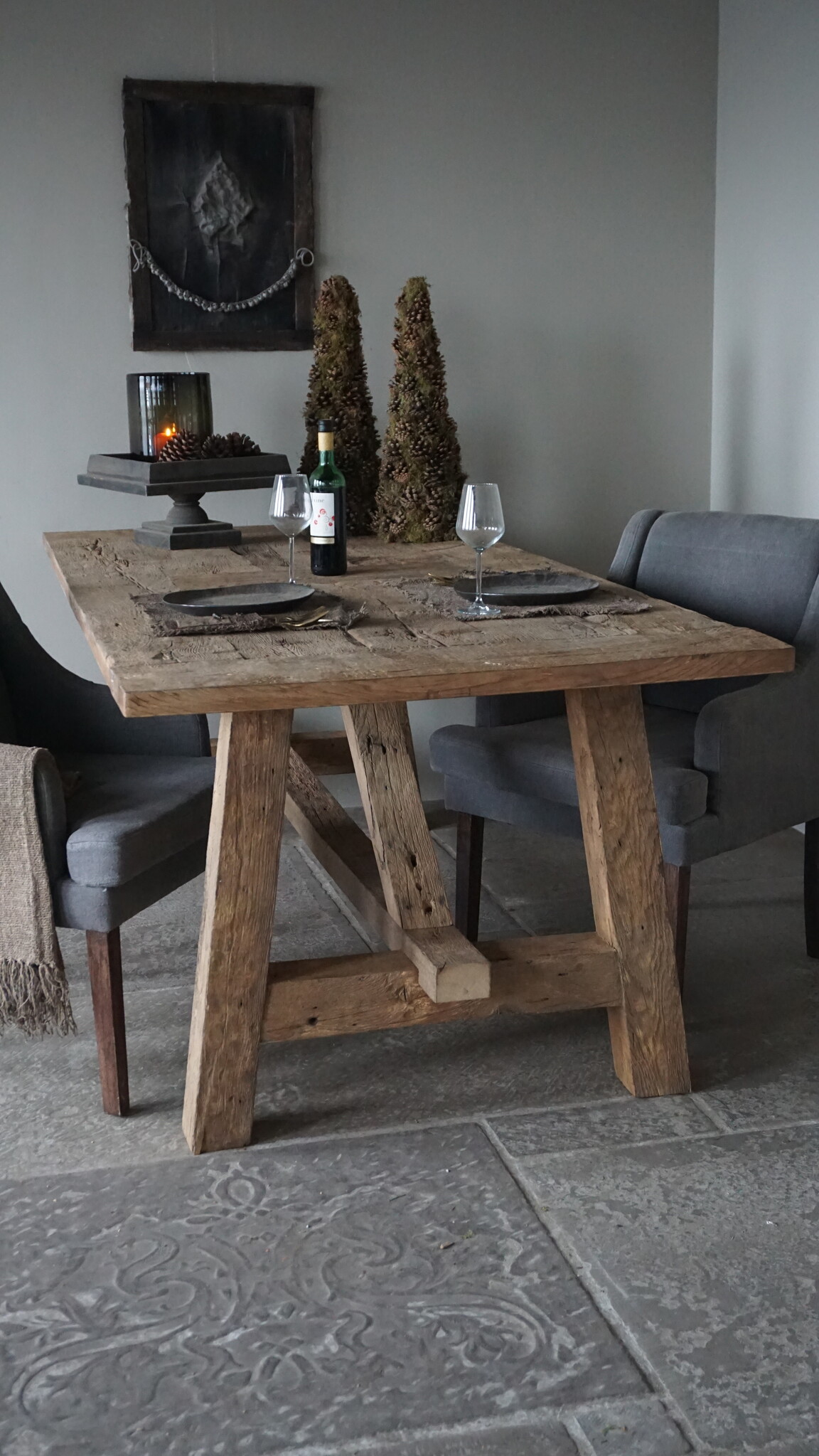 Rene Houtman Kloostertafel Oud Eikenhout | H79xB220xD100