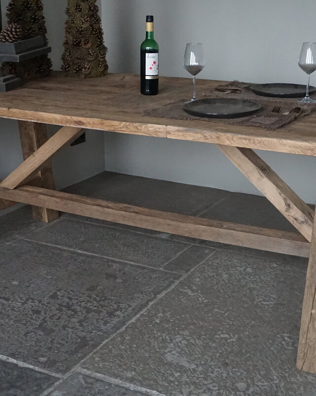 Rene Houtman Kloostertafel Oud Eikenhout | H79xB220xD100