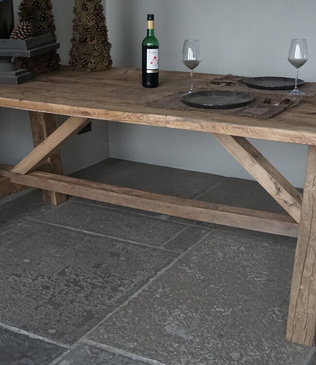 Rene Houtman Kloostertafel Oud Eikenhout | H79xB220xD100