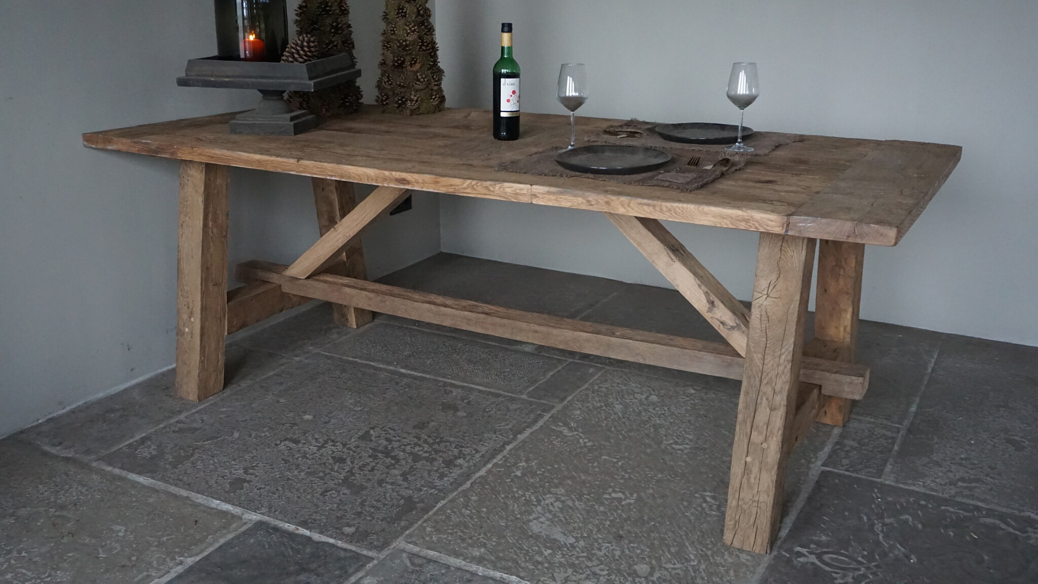 Rene Houtman Kloostertafel Oud Eikenhout | H79xB220xD100