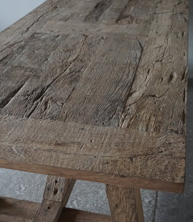 Rene Houtman Kloostertafel Oud Eikenhout | H79xB220xD100