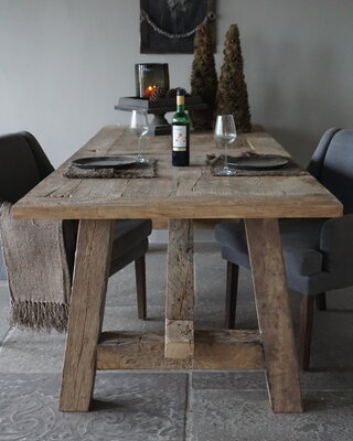 Rene Houtman Oud Eikenhouten Kloostertafel | H79xB250xD100