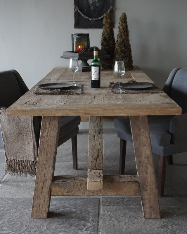 Rene Houtman Oud Eikenhouten Kloostertafel | H79xB250xD100