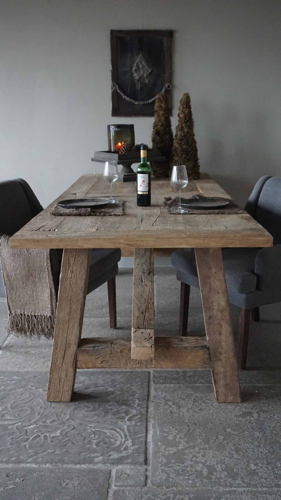 Rene Houtman Oud Eikenhouten Kloostertafel | H79xB250xD100