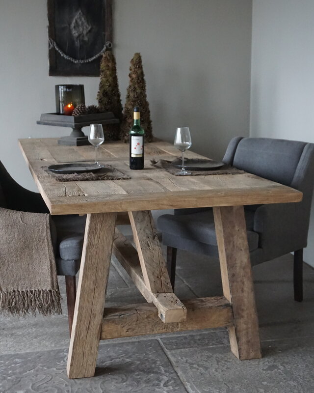 Rene Houtman Oud Eikenhouten Kloostertafel | H79xB250xD100