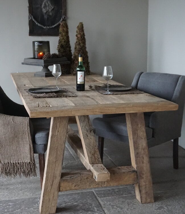 Rene Houtman Oud Eikenhouten Kloostertafel | H79xB250xD100