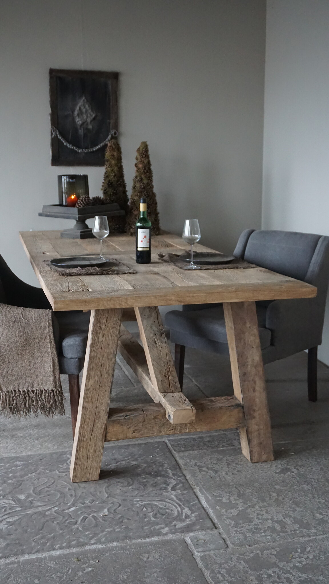 Rene Houtman Oud Eikenhouten Kloostertafel | H79xB250xD100