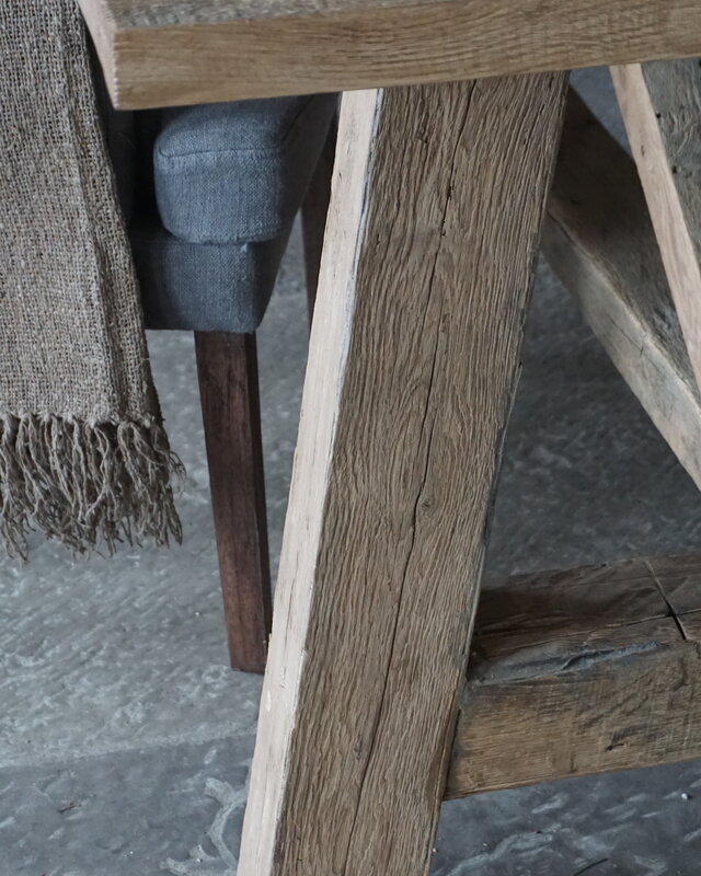 Rene Houtman Oud Eikenhouten Kloostertafel | H79xB250xD100