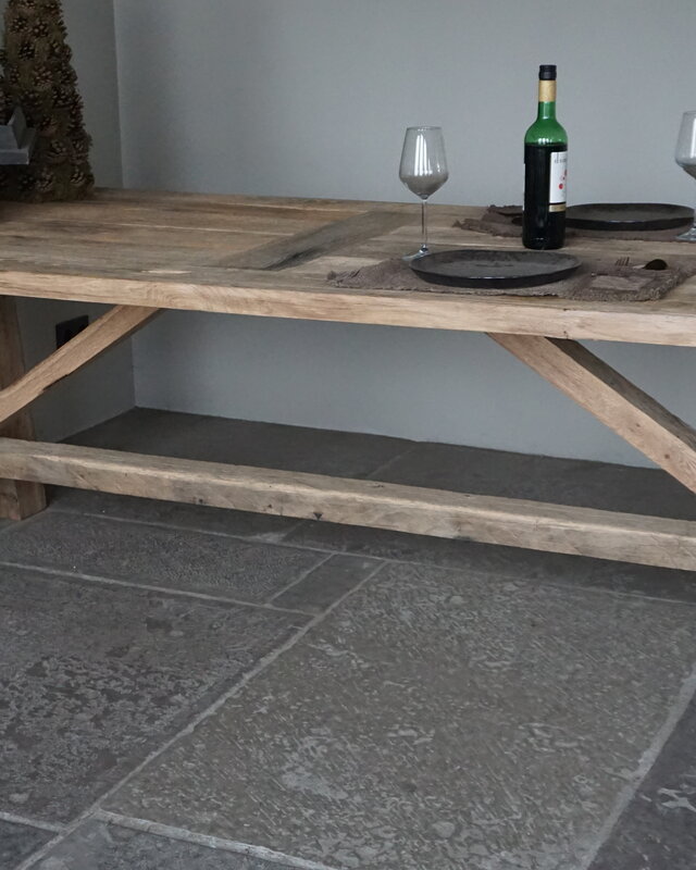 Rene Houtman Oud Eikenhouten Kloostertafel | H79xB250xD100