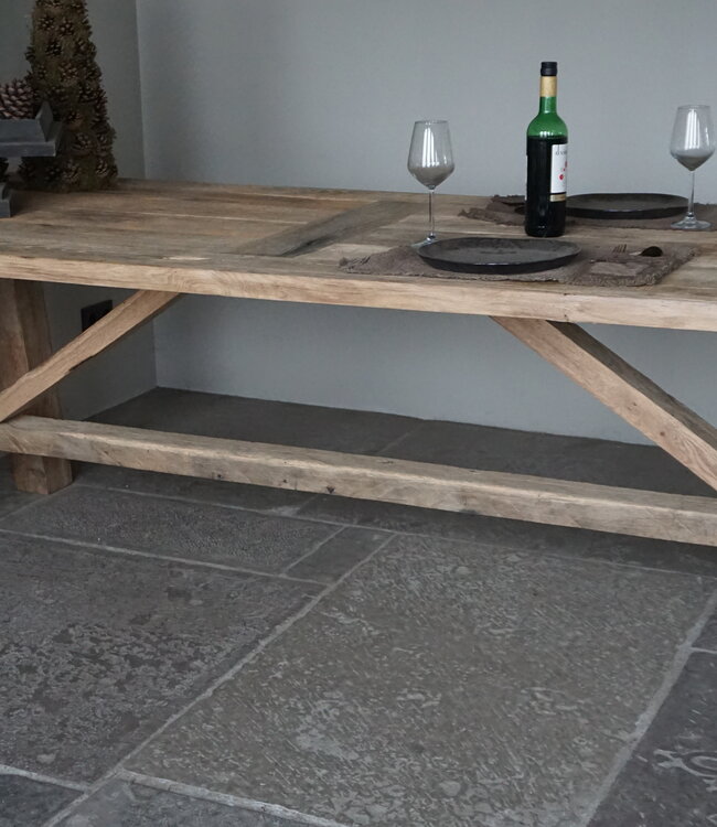 Rene Houtman Oud Eikenhouten Kloostertafel | H79xB250xD100