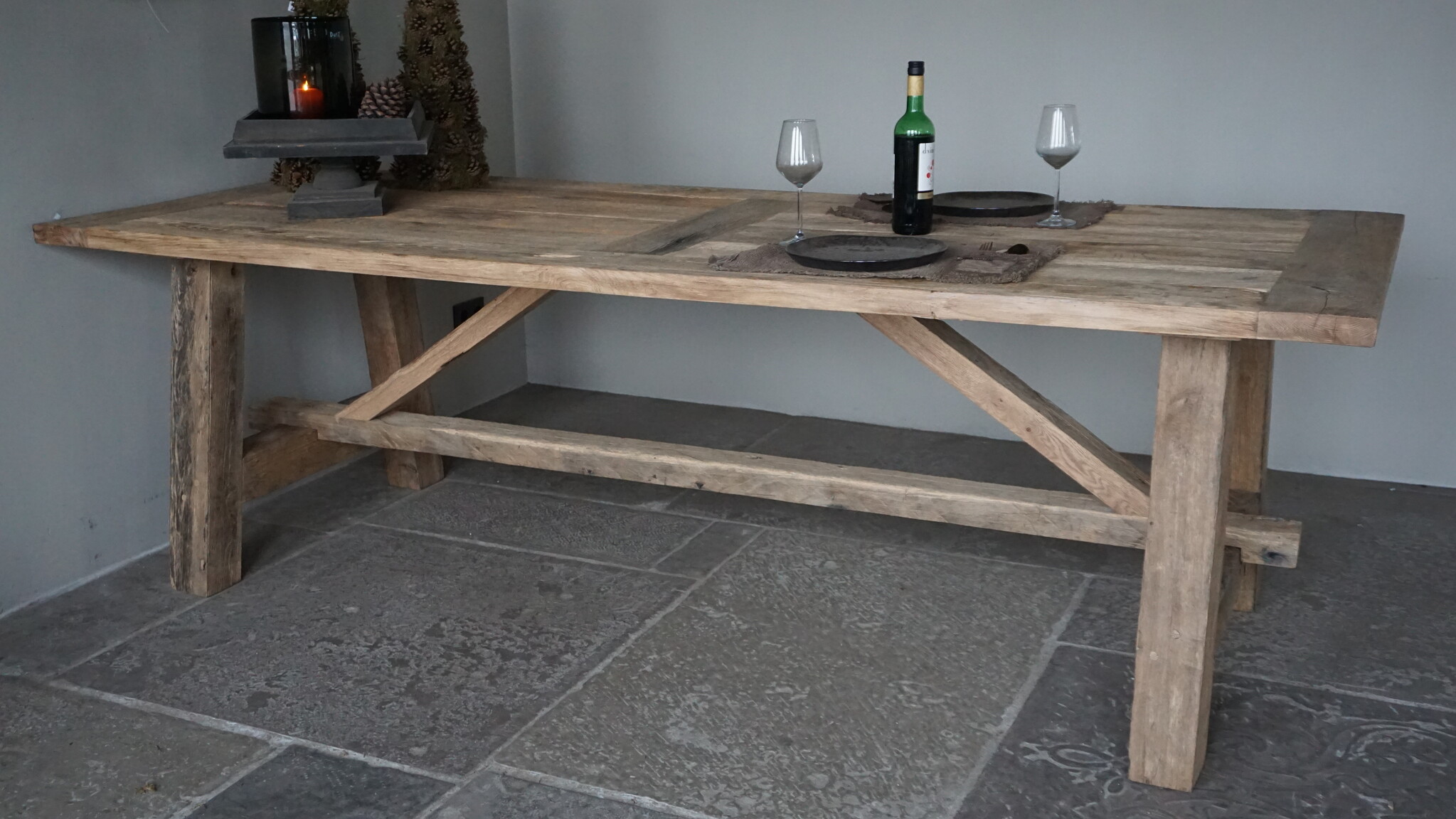 Rene Houtman Oud Eikenhouten Kloostertafel | H79xB250xD100
