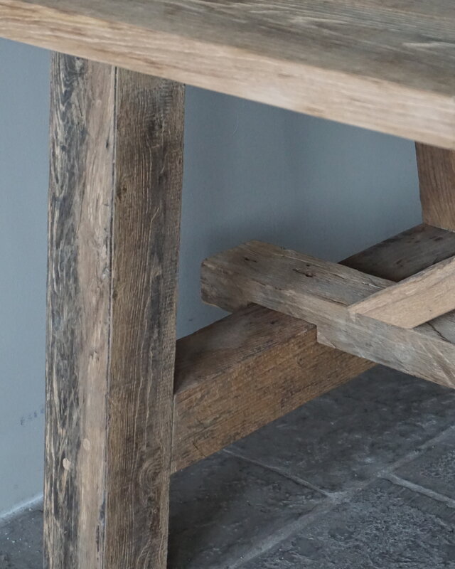 Rene Houtman Oud Eikenhouten Kloostertafel | H79xB250xD100