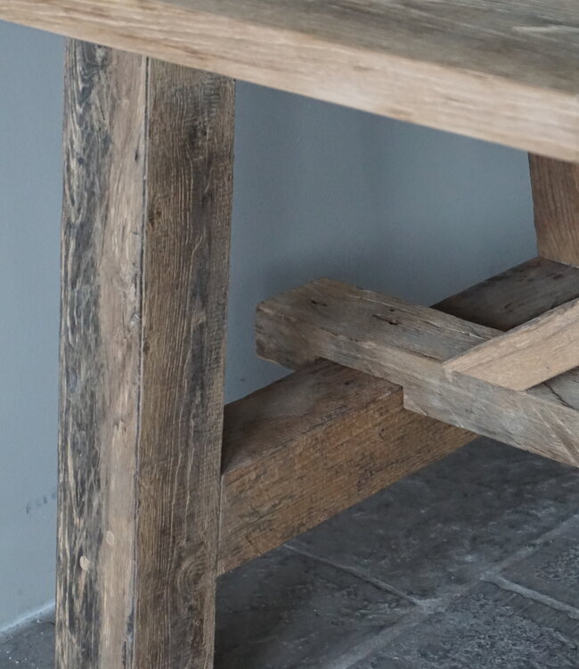 Rene Houtman Oud Eikenhouten Kloostertafel | H79xB250xD100