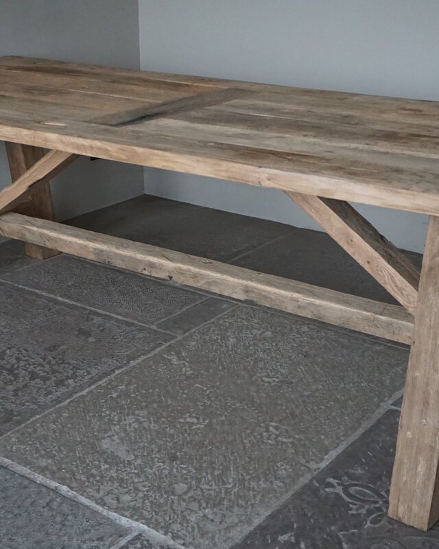 Rene Houtman Oud Eikenhouten Kloostertafel | H79xB250xD100