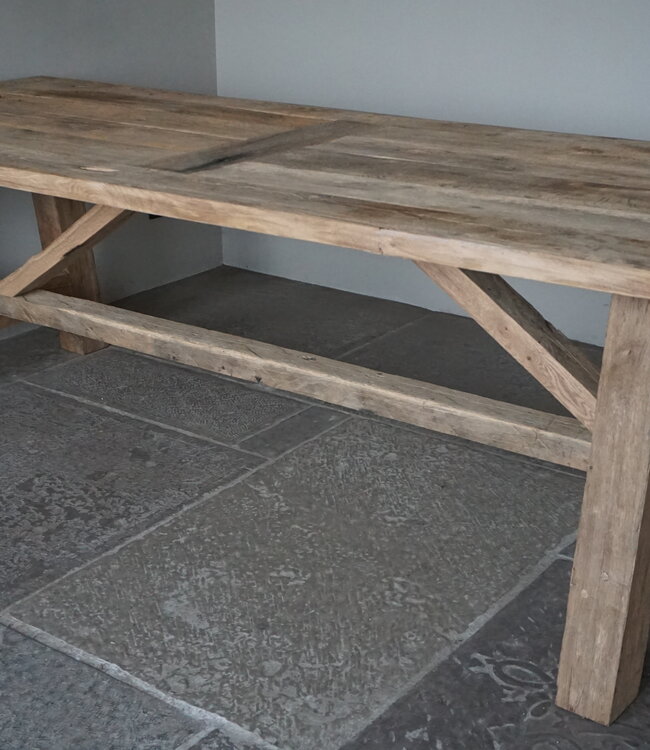Rene Houtman Oud Eikenhouten Kloostertafel | H79xB250xD100