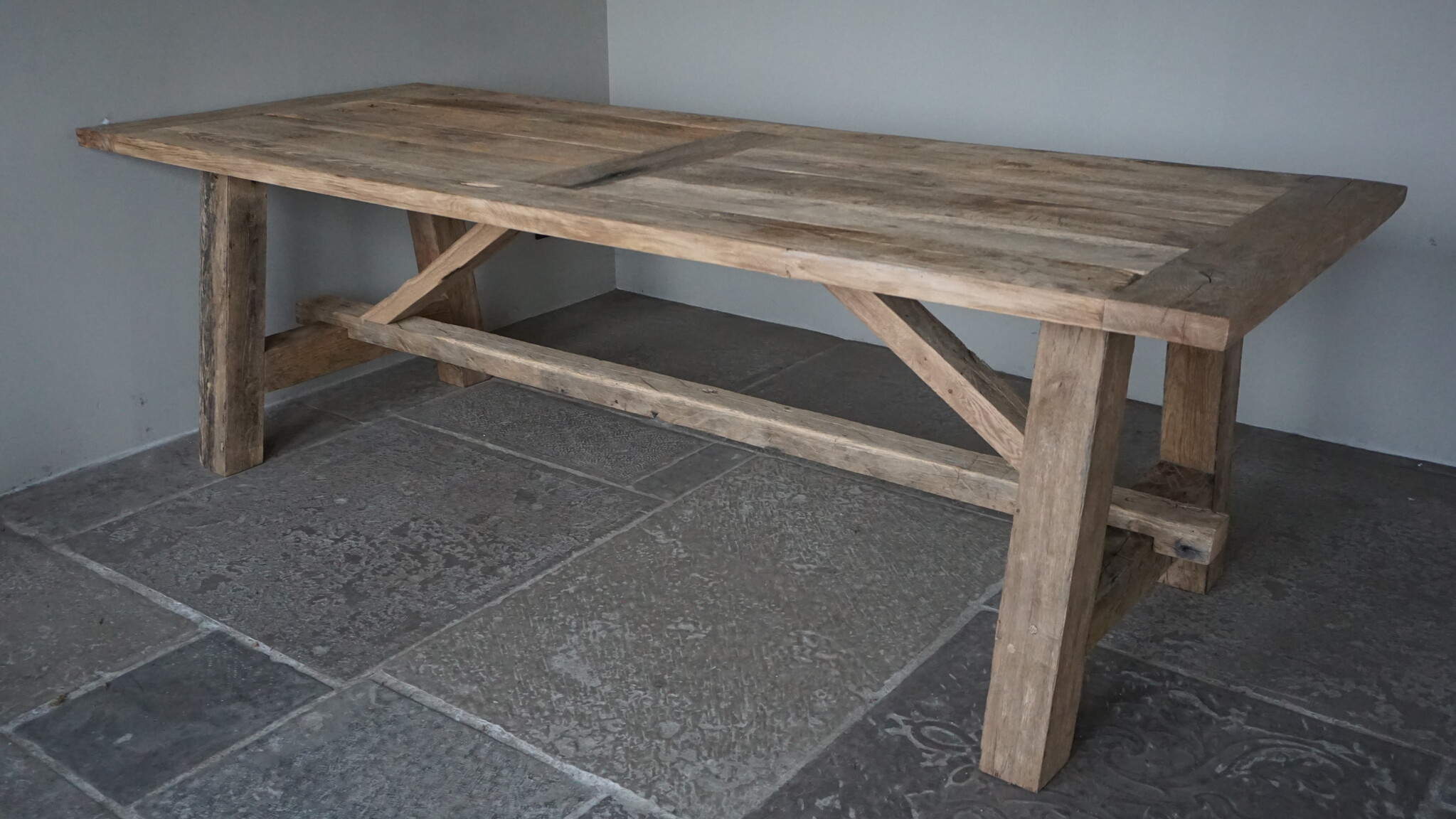 Rene Houtman Oud Eikenhouten Kloostertafel | H79xB250xD100
