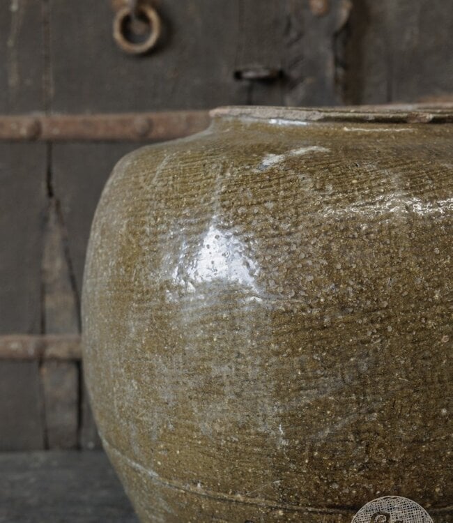 Be-Uniq Oude Zoutpot | Olijf | China | D42 x H37 cm
