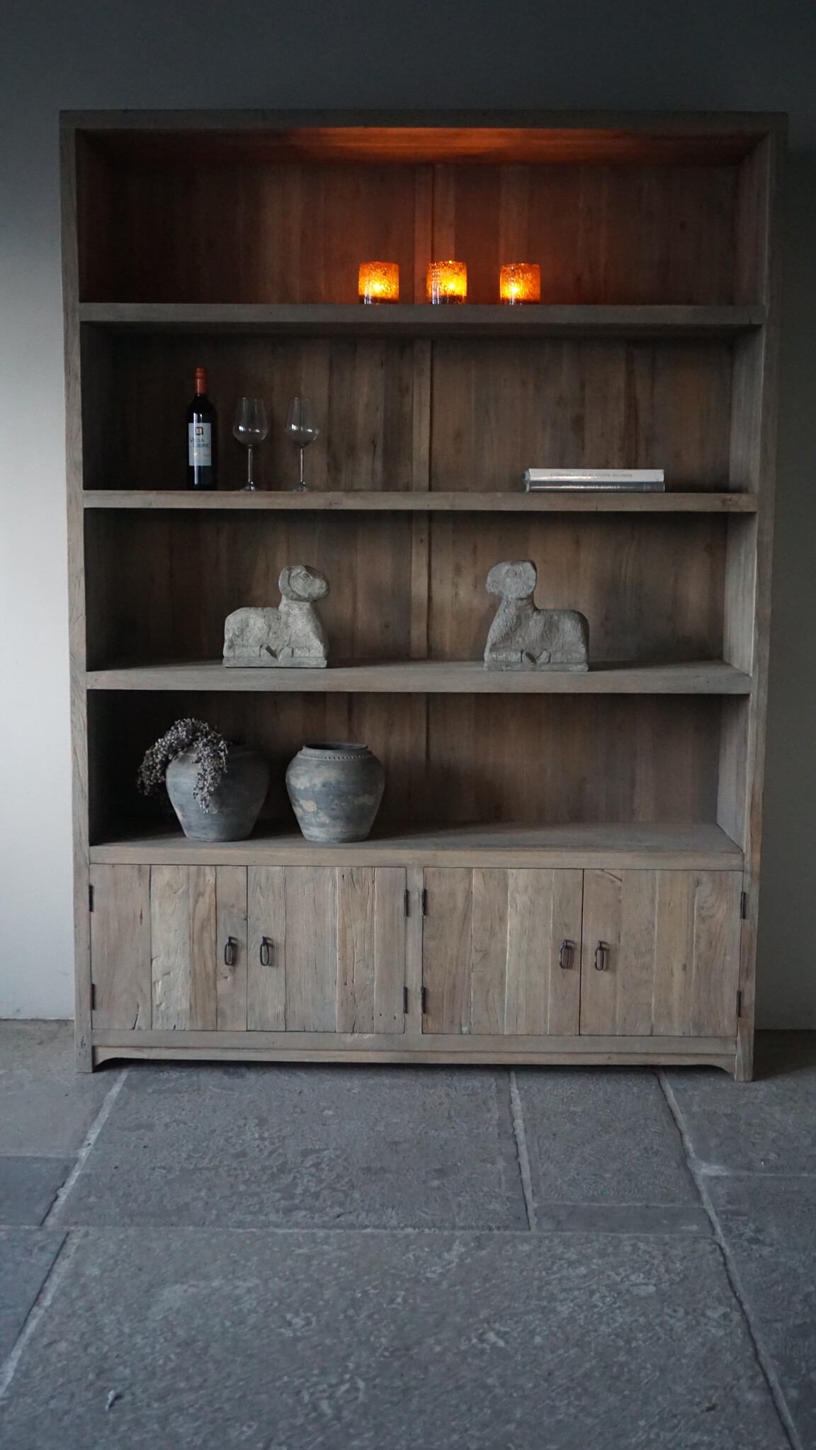 Rene Houtman Boekenkast Elm | Elmwood Finish | H220xB160xD40 cm