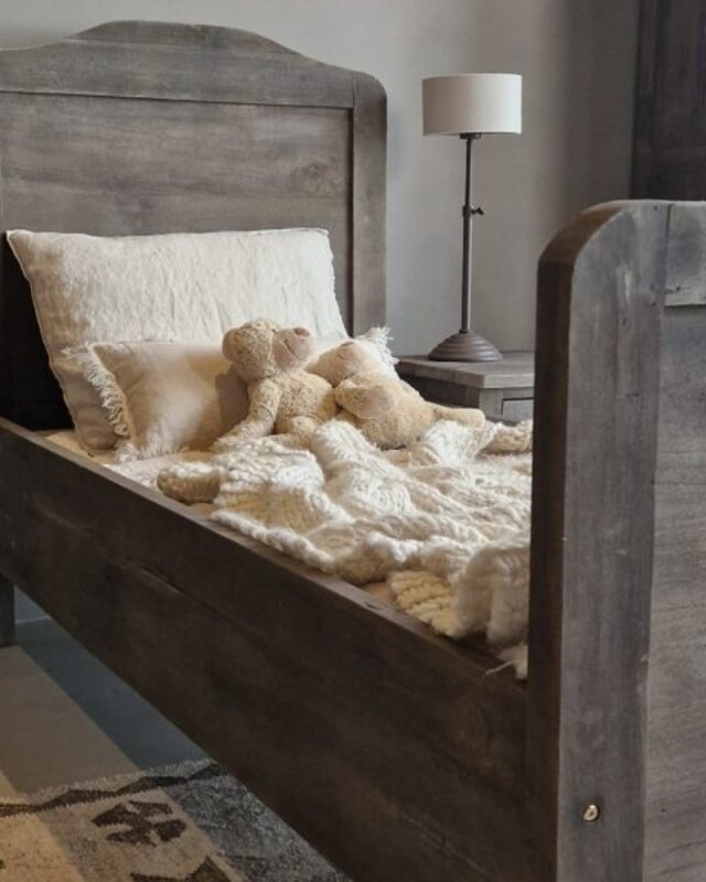 Luksa Home Collection Bed Loetje | Antique Grey | 90x200 cm