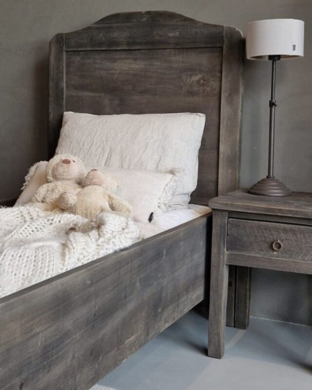 Luksa Home Collection Bed Loetje | Antique Grey | 90x200 cm