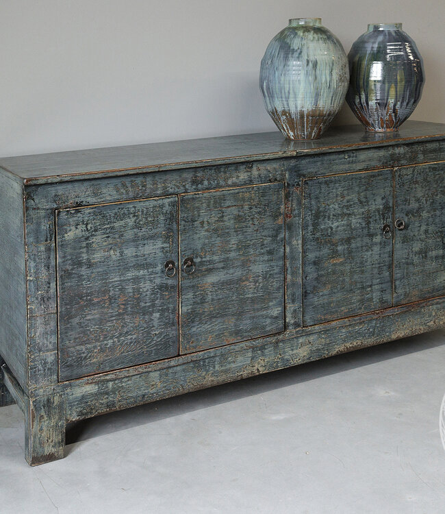 Be-Uniq Oud Dressoir | Blauw | H85 x B168 x D46 cm