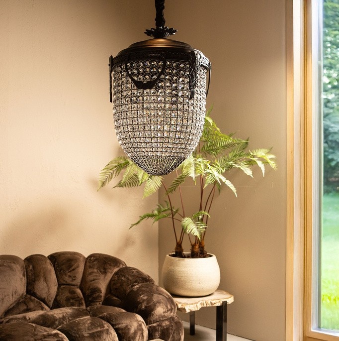 PTMD Lidde Kristal Plafondlamp S | H70 x D37 cm