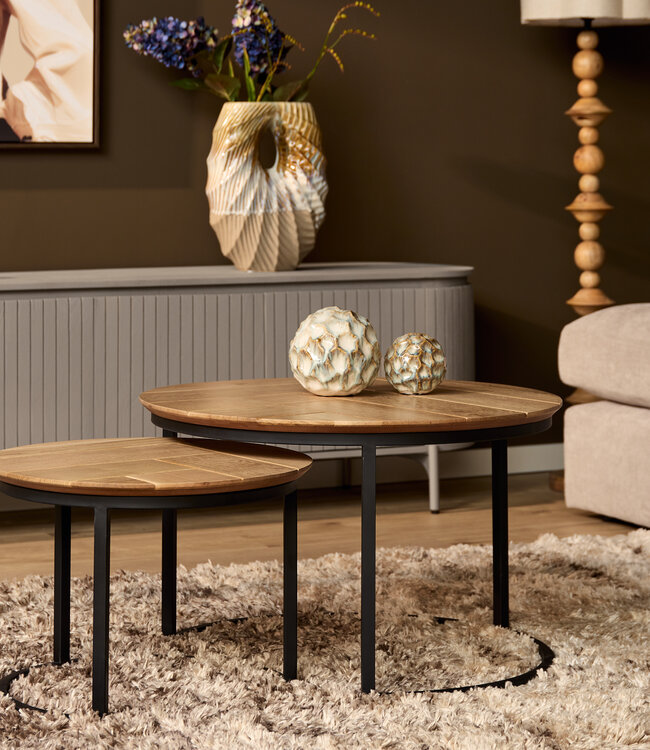 Starfurn Salontafel Otik Natuurlijk Eiken | 70 cm | Set Van 2