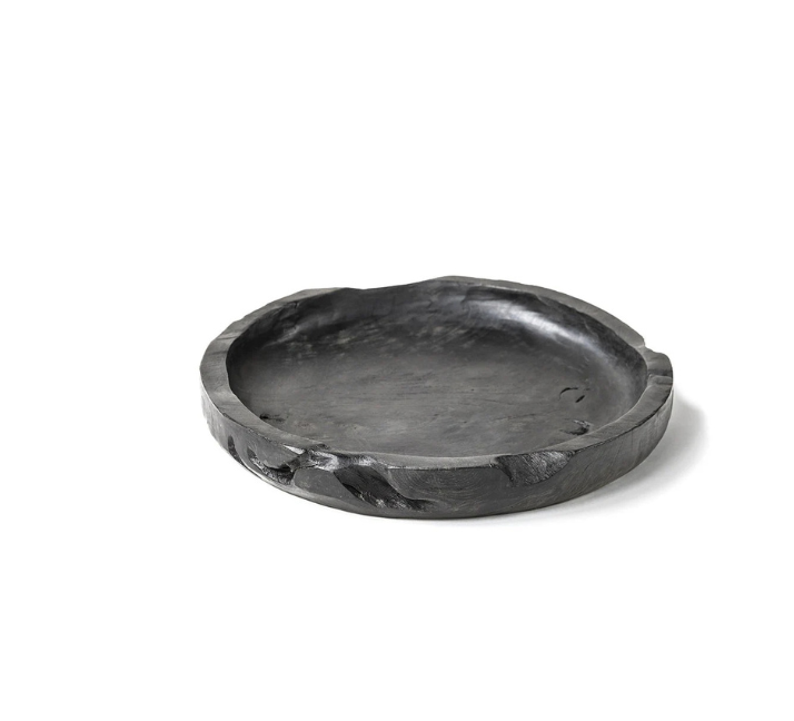 Gommaire Low Round Bowl Small - Teak - Zwart Fumé