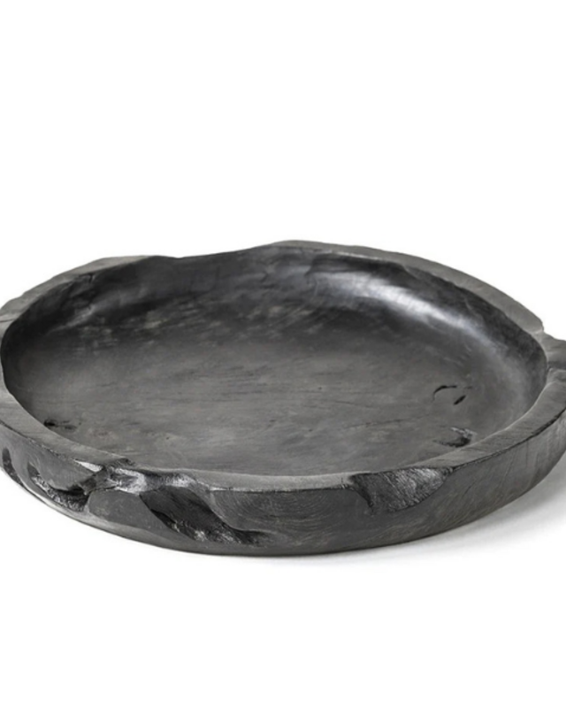 Gommaire Low Round Bowl Medium - Teak - Zwart Fumé