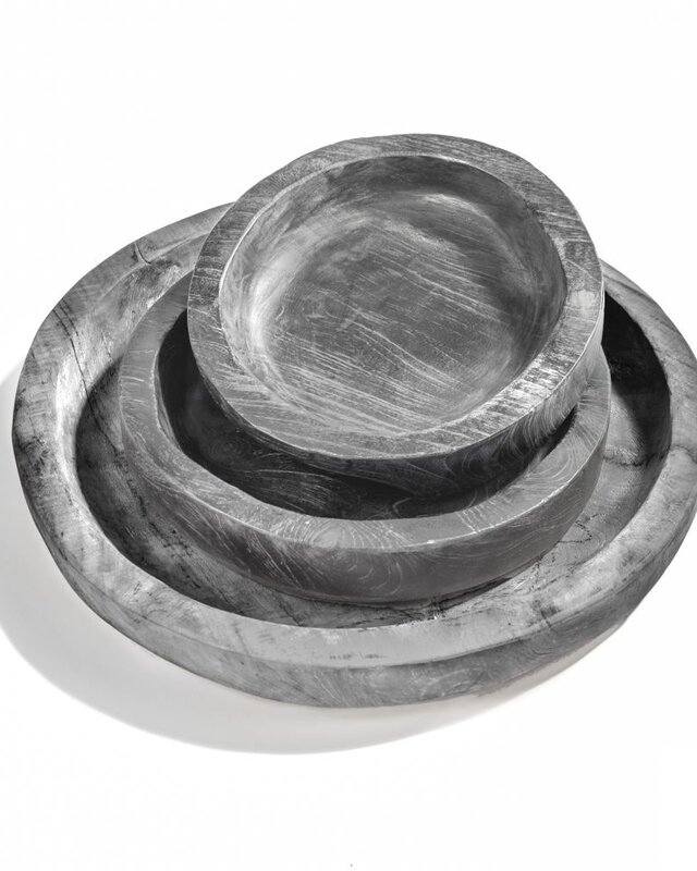Gommaire Low Round Bowl Medium - Teak - Zwart Fumé