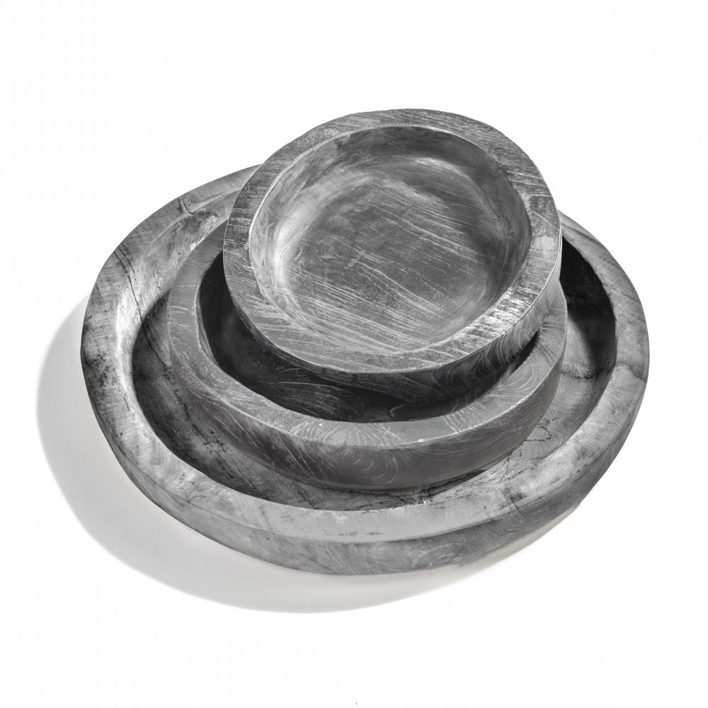 Gommaire Low Round Bowl Medium - Teak - Zwart Fumé