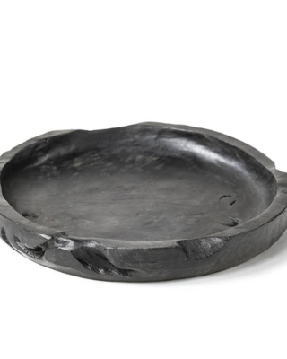 Gommaire Low Round Bowl Large - Teak - Zwart Fumé