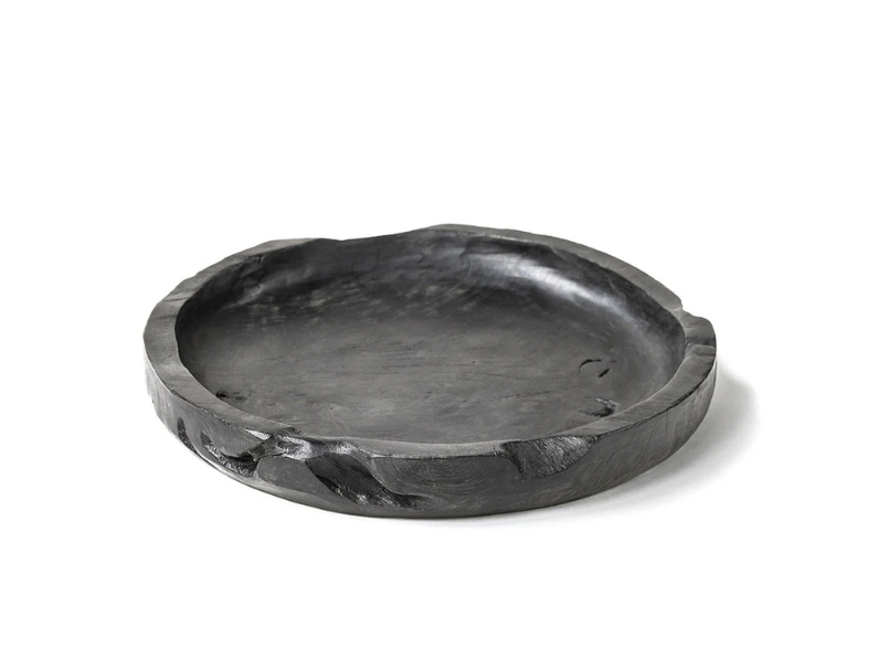 Gommaire Low Round Bowl Large - Teak - Zwart Fumé