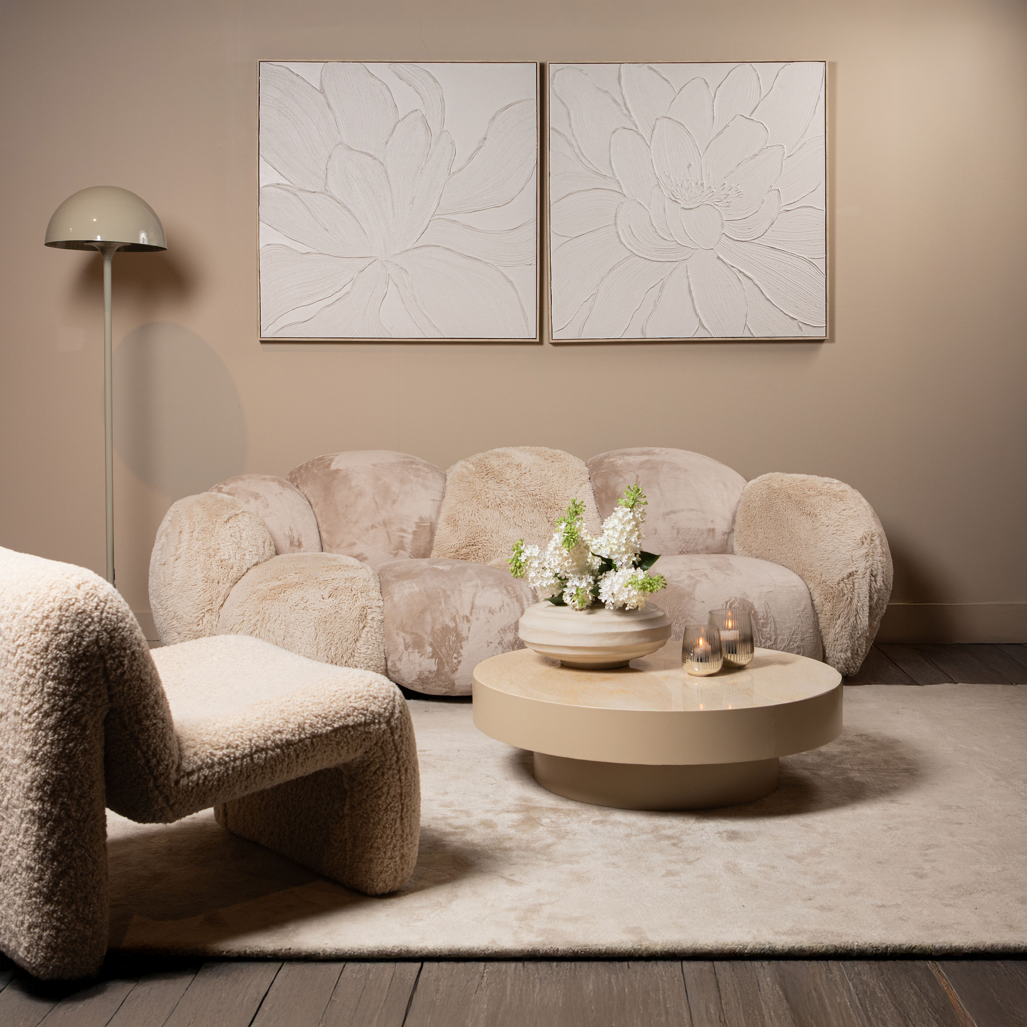 PTMD Tanaiya Vloerlamp | Crème | Ijzer | H163 x D41 cm