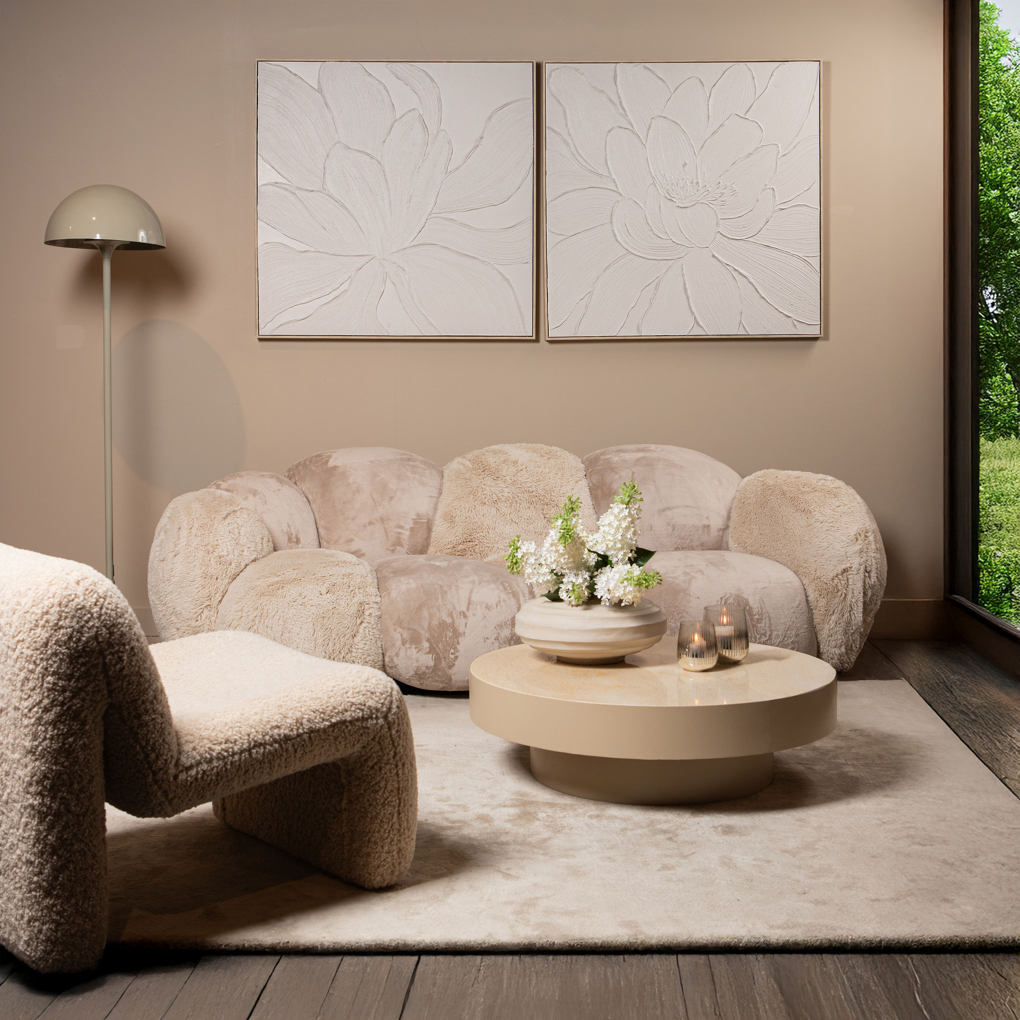 PTMD Tanaiya Vloerlamp | Crème | Ijzer | H163 x D41 cm